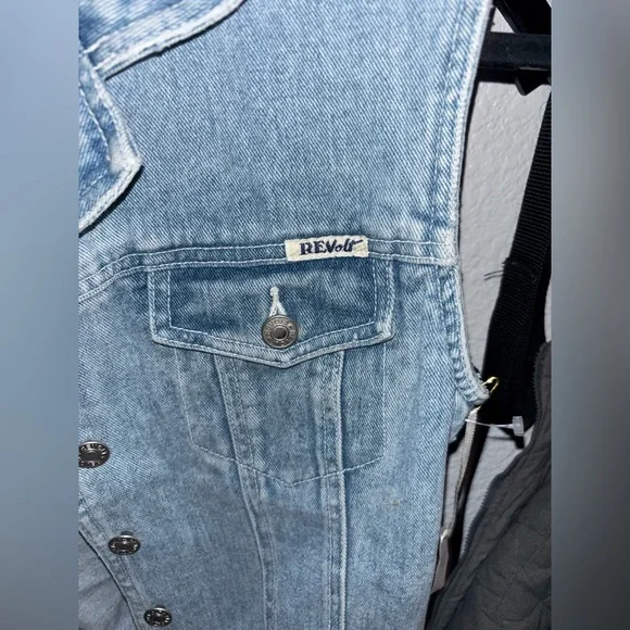 Revolt Denim Vest Large‎ – Vintage Light Wash Jean Vest 100% Cotton Y2K Retro - Picture 4 of 6